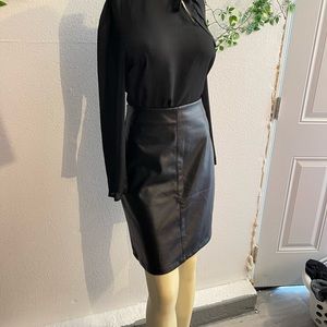 Black fake leather skirt for women